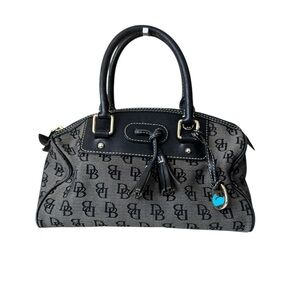Dooney & Bourke Black and Gray‎ Satchel with Monogram Print